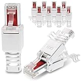 10x Netzwerkstecker werkzeuglos RJ45 CAT6 LAN UTP Kabel Stecker ohne Werkzeug werkzeugfrei CAT5 CAT7 Verlegekabel Patchkabel Netzwerkkabel Toolless Modular Plug Connector Crimpsteck