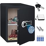 KESSER® Elektr. Tresor mit Fingerabdruck | 40x50x40cm | Inkl. Batteriebox | Elektronischer Safe 3x Doppelbolzenverriegelung | Boden Wandtresor | Möbeltresor | beleuchtung | Panzerschrank Z