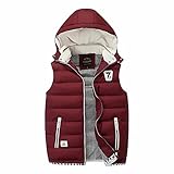 Slim Hoodie Steppweste Herren Outdoor ärmellose Weste Jacke Winter Bodywarmer Einfarbig Trendy Mode mit Kapuze Abnehmbare Weste Steppjacke Reißverschluss Sport Daunenweste Zip Wärme Kapuzenw