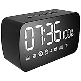 YPZ HD LED Spiegel Wecker, Smart Bluetooth Lautsprecher Wecker Radio Silence Digital Elektronische Snooze Cube Lautsprecher Weck