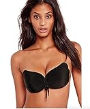 SPRINGSY selbstklebendes Push-UP für perfektes Dekolleté | Trägerloser Klebe-BH - unsichtbar, atmungsaktiv, waschbar – mit Tunnelzug (B, Schwarz)