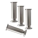 SBTXHJWCGLD 4 Stück Möbelbeine Verstellbare Möbelfüße Edelstahl Gebürstetes Metall Stützfüße Schrankfüße Tischbeine Sofabeine (20cm)