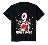 Kinder Bowling Geburtstag Party Shirt How I Roll 9th Geschenk T-S