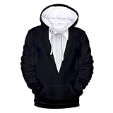 QWERD Herren Kapuzenpullover 3D Druck Hoodie Langarm Sweatshirt Kapuzenjacke Weihnachten Winter Bunt mit Tasche Oversized Lustige Gefälschte Krawatte 3D Digitaldruck Herren Hoodie Sw