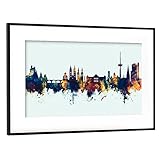 artboxONE Poster mit Rahmen Schwarz (Metallic) 45x30 cm Koblenz Germany Skyline Winter von Michael Tomp