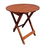 Spetebo Eukalyptus Gartentisch rund - 50x45 cm - Holz Biergartentisch Balkon Tisch Klapptisch B