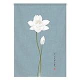ZWJHNN Stoff Küche Trennwand Vorhang Japanischen Vorhang Noren Haushaltsdekoration Vorhang (Color : White Lotus, Size : 29.5x47.2 in)