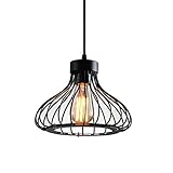 ZAKRLYB Eisen-Kunst-Retro Industriependelleuchte -Metall Schwarz-Leuchter-hängender Lampenschirm Leuchte Drahtkäfig Lampshade Lampenabdeckung E27 for Wohn-Esszimmer Bar E