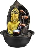 WXLPY Zimmerbrunnen Buddha mit Beleuchtung LED Tischbrunnen Zen Innenbrunnen Wasserfall für Heim büro Entspannung und Dekor Desktop Wasserspiel Meditationsbrunnen(Golden Buddha) (Color : D)