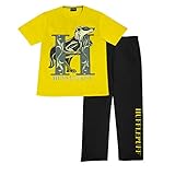 Harry Potter Hufflepuff Jungen Lange Pyjamas Set Schwarz Gelb 134 | Geschenkidee für Jungen, Kinder-Nachtw