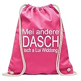 HIPSTER TURNBEUTEL RUCKSACK JUTE TURN-BEUTEL RUCKSACK-BEUTEL GYM-BAG TASCHE SPORTBEUTEL BEUTEL | MEI ANDERE DASCH ISCH A LUI WIDDONG | ROT SCHWARZ PINK WEISS (Pink)