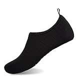 HMIYA Badeschuhe Strandschuhe Wasserschuhe Aquaschuhe Schwimmschuhe Surfschuhe Barfuß Schuhe für Damen Herren(Streifen Schwarz,46-47 EU)