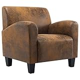 vidaXL Sessel Relaxsessel Polstersessel Armsessel Loungesessel Ledersessel Ruhesessel Fernsehsessel Stuhl Wohnzimmer Braun Wildleder-Optik