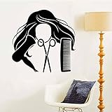DIY wall sticker Barber Shop Friseursalon Haarschnitt Frau Haarwerkzeuge Schönheitssalon 42x42cm Wandtattoos Aufkleber Home Interior Kleink