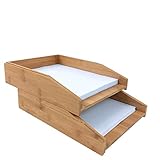 Woodluv Briefablage, stapelbar, 100 % Bambus, A4, 2 Stück