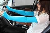 Sommer dünner Abschnitt Fahren UV-Schutz Radfahren halbfinger Lange Sonnenschutzhandschuhe Ärmel Sonnenschirm Outdoor-Sport-Arm-Set -Lack Blue 52cm-Length 52CM