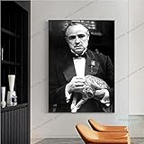 meishaonv Marlon Brando Godfather Classic Movie Character Star Foto Leinwand Malerei Wandkunst Bild Wohnzimmer Wohnkultur A726 50×70CM Ohne R