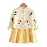 PopReal Baby Mädchen Kleidung 1-7 Jahre Kleid Baby 2PCS Kleinkind Outfits Knöpfe Pullover Tops + Mini Faltenrock Prinzessin S