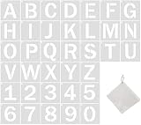 Alphabet Buchstaben und Zahlen Schablonen 5Zoll aus Kunststoff zum Beschriften, Kinder Malen Lernen, Basteldekorationen, Gestalten an der Holz, Wand, Schiefertafel, Glas 36 Stück