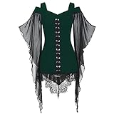 SHIZUANYUE Gothic Kleidung Damen Kleid Punk Steampunk Minikleid Schnürung Party Vintage T-Shirtkleid Karneval Halloween Cosplay Ballkleid Mit Kapuze Mittelalterliche Kleid Retro Alternative Bekleidung