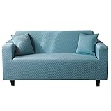 Mikowoo Sofaüberwürfe Jacquard Stretch Couchbezug Sofaüberzug Für 1/2/3/4 Sitzer-Sofa, Universeller Sofabezug Für Wohnzimmer, Jacquard-Spandex, Möbelschutz Für Hunde Haustierfreundlich,Blau,4 S