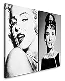 Paul Sinus Art Leinwandbilder 2 Stück je 40x60cm Portrait Marilyn Monroe Audrey Hepb