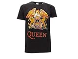 Queen T-Shirt mit Klassische Logo Freddie Mercury Schwarz Original Offiziel Rock Musik (Medium)