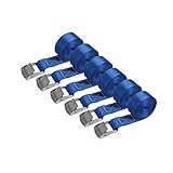 Zurrgurt Spanngurt Befestigungsgurt - BLAU - 2,5m 4m 6m - verschiedene Stückzahlen, belastbar bis 250 kg DIN EN 12195-2, 6er Pack 2,5 cm x 2,5