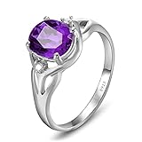 KnSam Damen Ring, Ring Frau Silber 925 Silber Oval Silber Ring Kostenlos Gravurservice Frau Ring Mit Lila Zirkonia Verlobungsringe Damen Silber Silber B