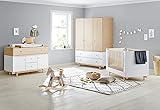 Kinderzimmer Möbel Set komplett Boks extrabreit groß von Pinolino, mit Babybett, Wickelkommode und Kleiderschrank, braun/weiß