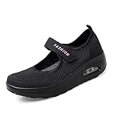 TBBY Damen Casual Air Cushion Platform Mesh Pantoletten Sneaker Krankenschwester Schuhe Mary Jane Schuhe, Schwarz (schwarz), 36 EU