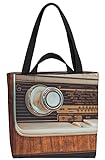 VOID Vintage Radio Holz Retro Tasche 33x33x14cm,15l Einkaufs-Beutel Shopper Einkaufs-Tasche Bag