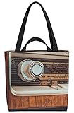 VOID Vintage Radio Holz Retro Tasche 33x33x14cm,15l Einkaufs-Beutel Shopper Einkaufs-Tasche Bag