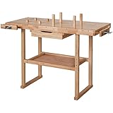 tectake Holz Werkbank mit Schraubstock - diverse Größen - (L)