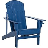 Outsunny Adirondack-Gartenstuhl mit Becherhalter Gartenliege Balkonstuhl Massivholz Blau 97 x 72,5 x 93