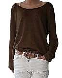 ZANZEA Damen Langarm Lose Bluse Hemd Shirt Oversize Sweatshirt Oberteil Tops Kaffee EU 40-42/Etikettgröße M