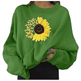 Sonojie Damen Pullover Beste Freunde Hoodie Herbst Winter Sweatshirt Basis Langarmshirt für Frauen Mit Sonnenblume Motiv Bedruckte Langarm Pullover Bluse Tops Streetwear Schwarz, Weiß, Grü