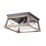 Vintage Eisenkunst Deckenleuchte,Industrielle Platz Deckenlampe,Nordischer Stil Einfache Käfig Kronleuchter,Für Korridor Balkon-Schwarz und holzimitat farbe 13x13x6
