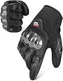 Motorradhandschuhe Herren, Sommer Handschuhe mit Knöchelhülle3-Fingerspitzen Touchscreen, Atmungsaktive Sport Handschuhe für Motorrad, Radfahren Camping, Outdoor- & Sportsak