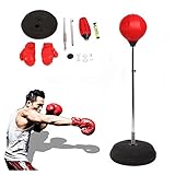 Punchingball Erwachsene Boxtraining Set Trainer Speed-Ball Standboxball mit Boxhandschuhen und Ständer Verstellbar Höhe 120-150 cm R