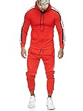 Code47 | Herren Trainingsanzug | Jogginganzug | Sportanzug | Jogging Anzug | Hoodie-Sporthose | Jogging-Anzug | Trainings-Anzug | Jogging-Hose | Modell JG-1084 Rot-Schwarz XXL