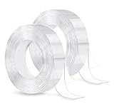 AONAT Doppelseitiges Klebeband Extra Stark, 6M Nano Tape Spurloses Waschbares Klebeband, Wiederverwendbares Klebebänder, Transparent Klebeband (3 Meter * 2CM * 1MM - 2 Rollen)