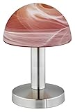 Trio-Leuchten 599000118 Tischleuchte in Nickel matt, Touch-Me-Funktion(4-fach schaltbar, 3 Helligkeitsstufen), Glas alabasterfarbig Farbverlauf rot/orange, exklusive 1xE14 max. 40W, Höhe 21