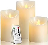 LED-Kerzen, flammenlose Kerzen, flammenloses kerzenlichter，10,2 cm, 12,7 cm, 15,2 cm, Echtwachskerze, Stumpenkerze, Fernbedienung mit 10 Tasten, mit 24-Stunden-Z