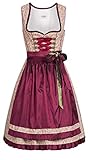 Nübler Dirndl Else Natur-Beere, Blumen-Muster, Petticoat-Rüsche, Glänzende Schürze Natur Gr. 36