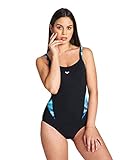 ARENA Damen Flavia Strap Back One Piece Swimsuit, Black-black Multi, 38 EU