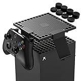 156x156mm Schwarz Lüfterabdeckung für Xbox Series X Console mit 2 Controller / Headset-Halterung PC Fan Dust Mesh Staubfilter PC Cooler Filter Dustproof PVC Cover Computer Fan G