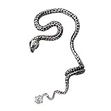 TIZIKJ Long Snake Earring Clip On Ear Cuff Wrap for Men Women 925 Sterling Silver, No Piercing Required Clip on Cartilage Tragus,A(LeftEar)