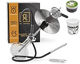 M. ROSENFELD Shisha Edelstahl 2 Anschlüsse – Steel ONE - 70cm Edelstahl Shisha Set mittel Silber Komplettset für die Kenner - unschlagbare Langlebigkeit - Mit Click Verschluss V2