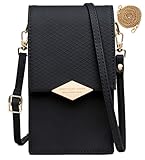 HAIWILL Handy Umhängetasche Leder Handytasche Kleine Crossbody Geldbörse Mini Handytasche zum Umhängen Handy Tasche für iPhone 12/11/XR/Xs, Samsung Galaxy S10/S9/S8, Handy bis zu 6.5'' (2021 Schwarz)